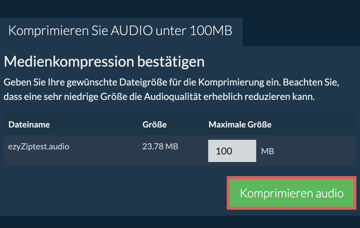 In 100MB konvertieren