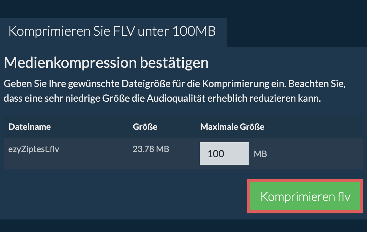 In 100MB konvertieren