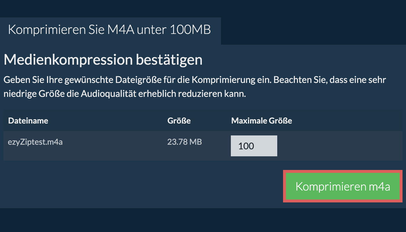 In 100MB konvertieren