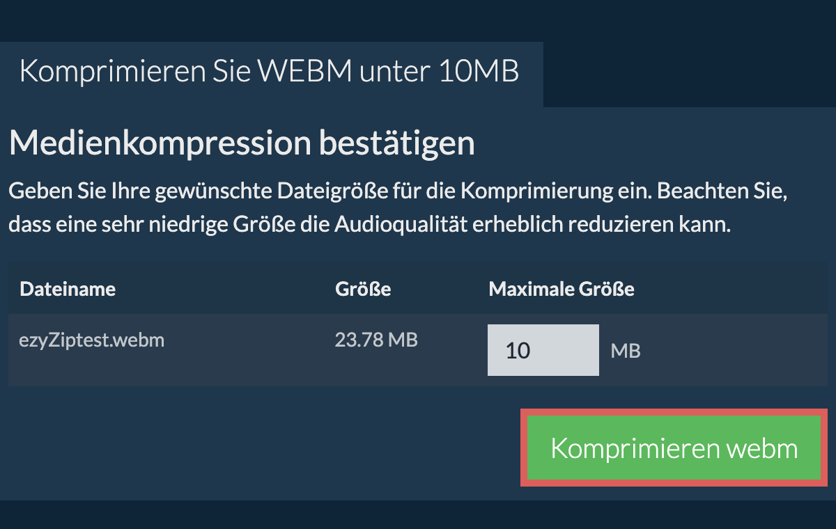 In 10MB konvertieren