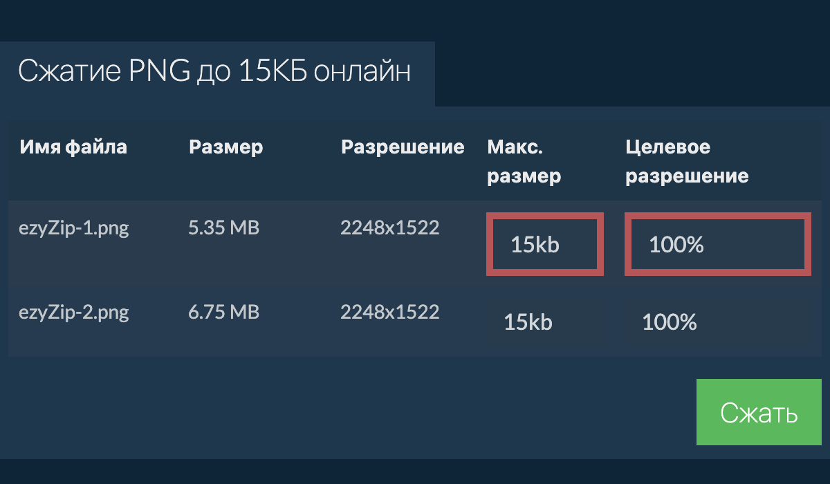 Сжатие PNG до 15КБ онлайн (быстро!) - ezyZip