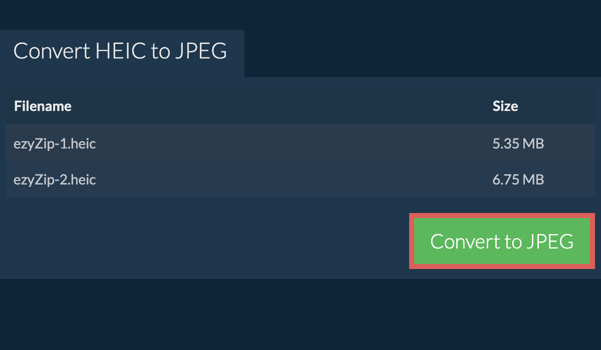 Convert HEIC to JPEG Online (Fast!) ezyZip