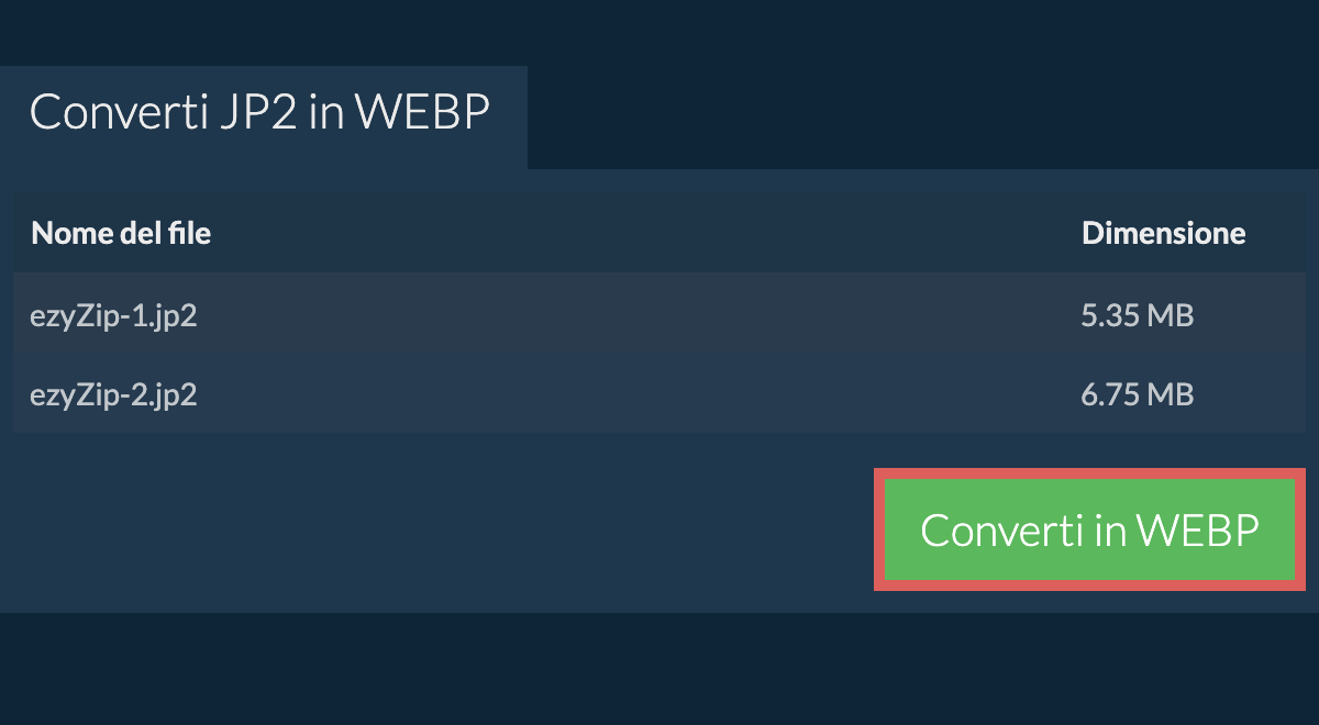 Converti in webp