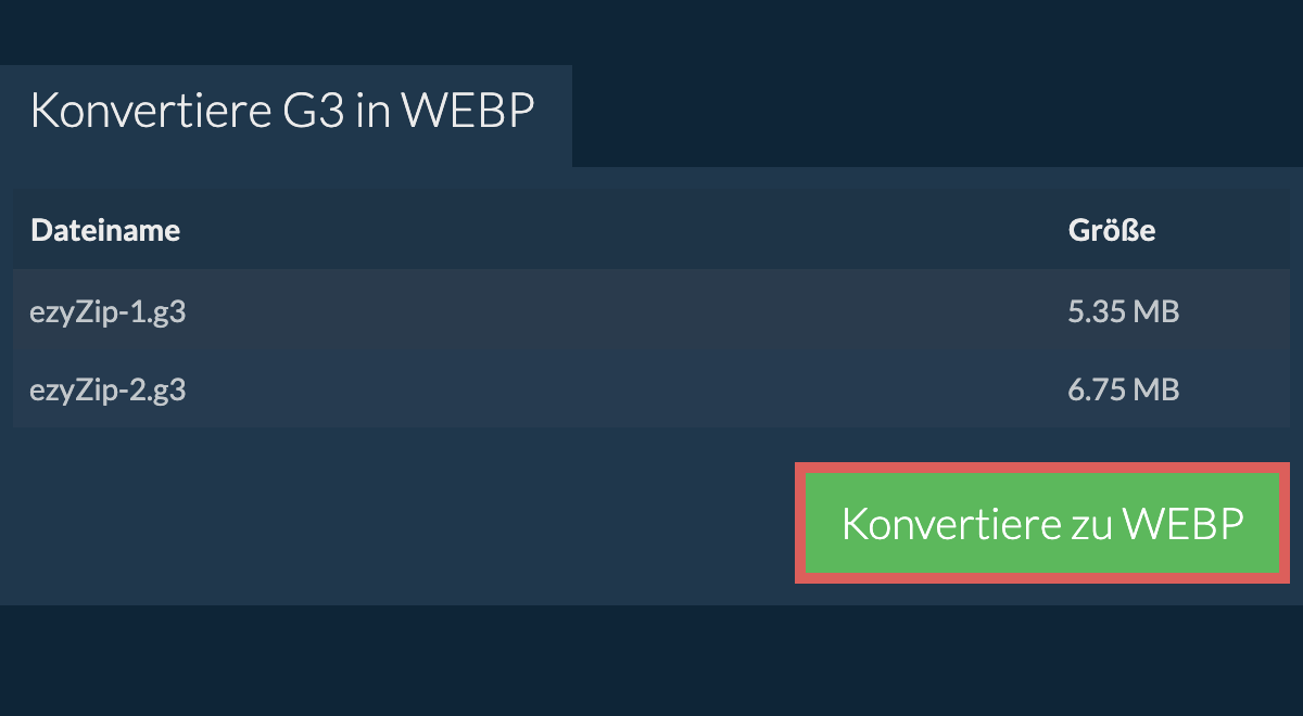 Konvertiere zu webp