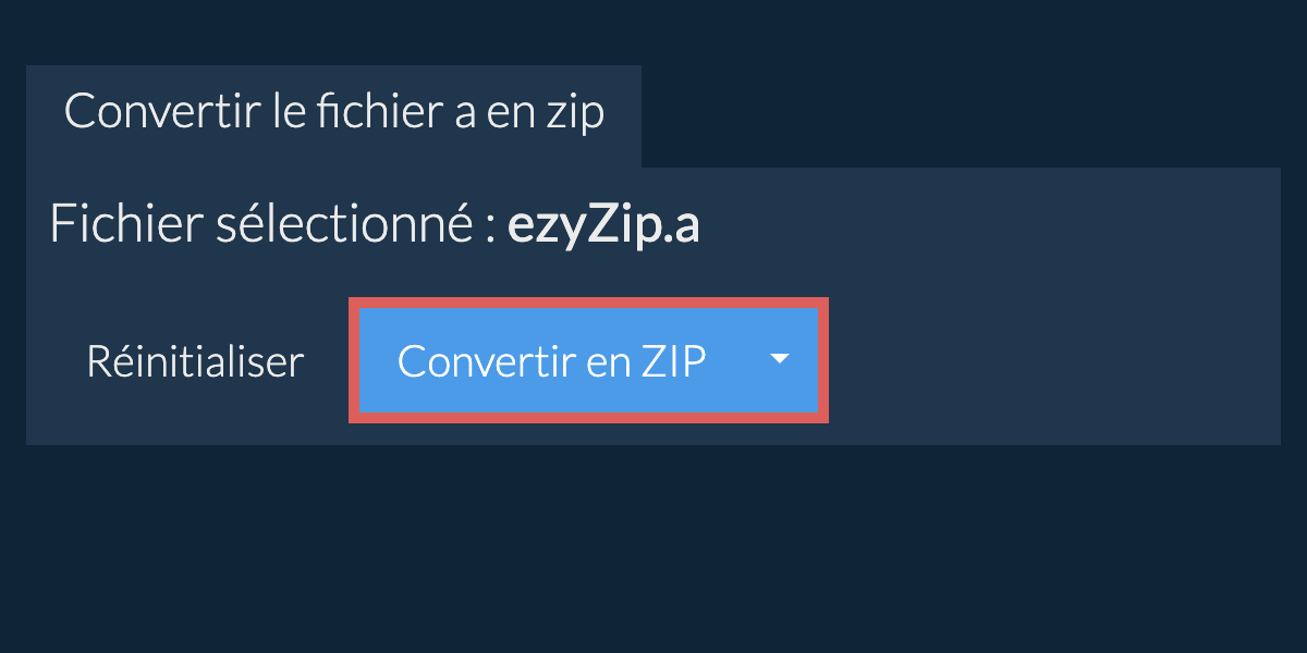 Démarrer la conversion en zip