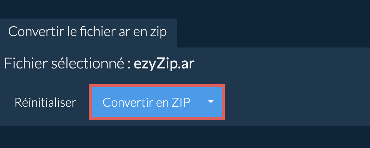 Démarrer la conversion en zip