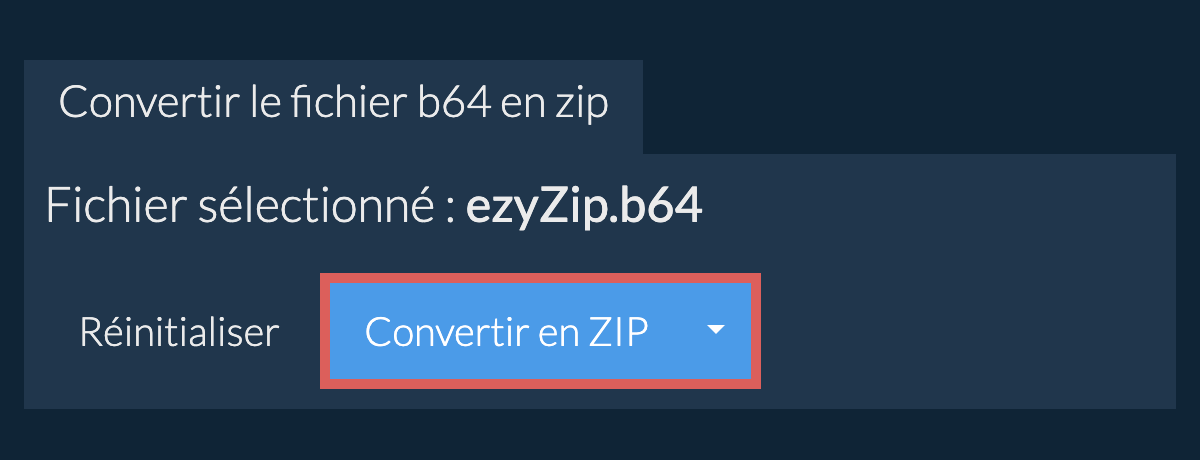 Démarrer la conversion en zip