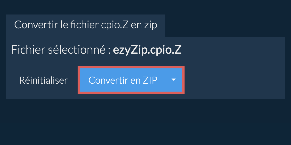 Démarrer la conversion en zip