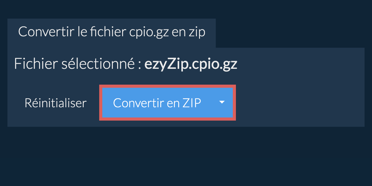 Démarrer la conversion en zip