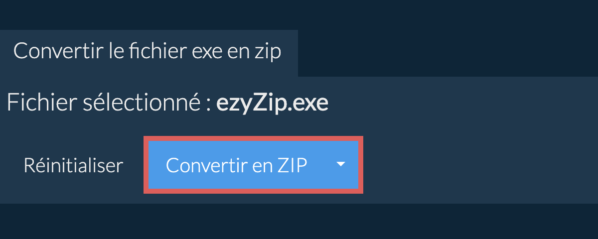 Démarrer la conversion en zip