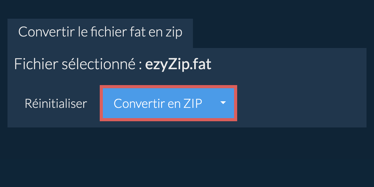 Démarrer la conversion en zip