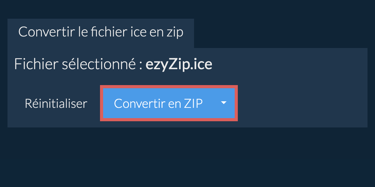 Démarrer la conversion en zip