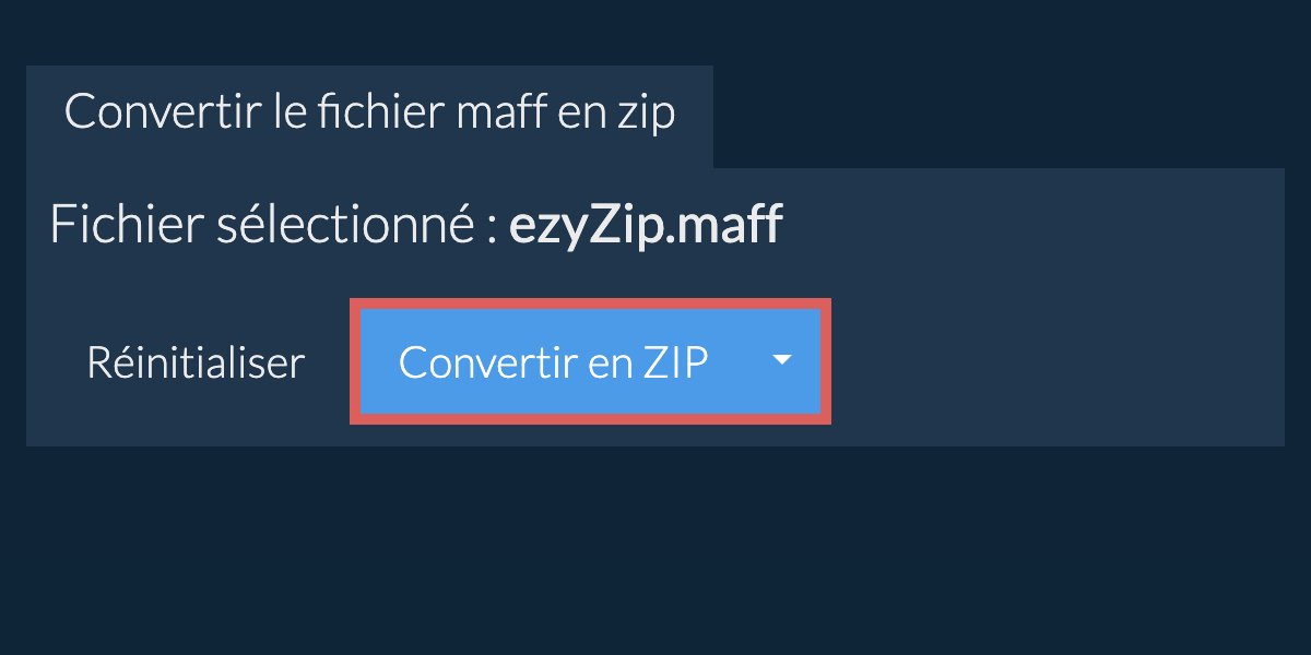 Démarrer la conversion en zip