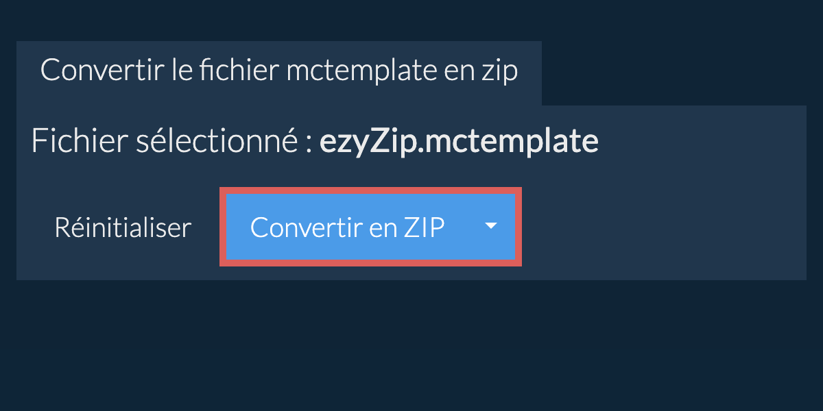 Démarrer la conversion en zip