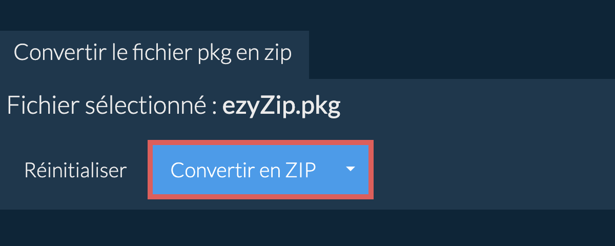 Démarrer la conversion en zip