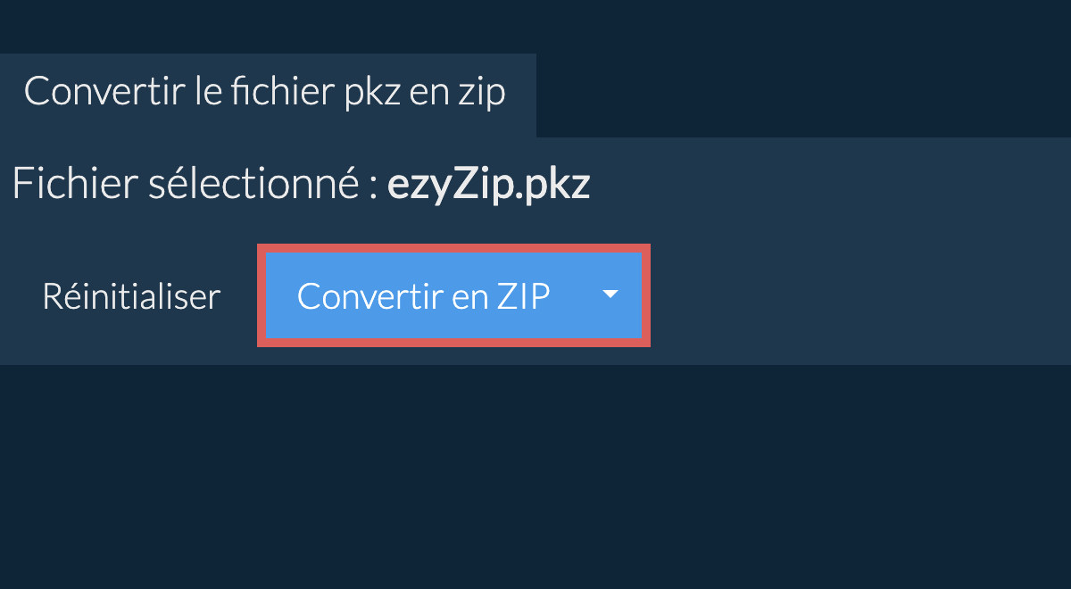 Démarrer la conversion en zip