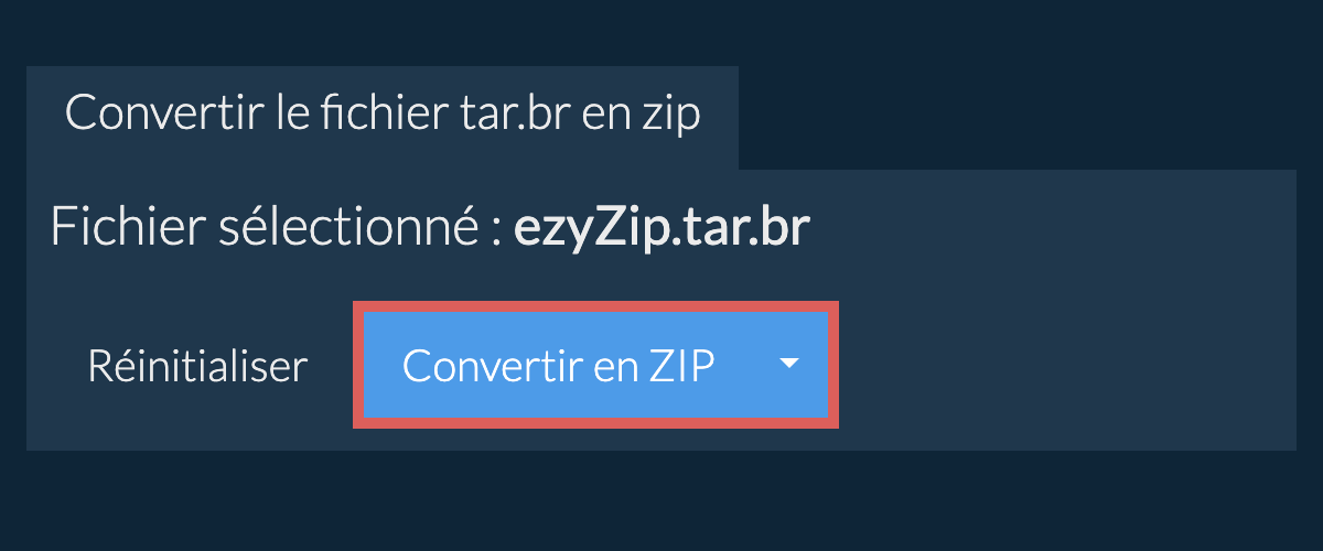 Démarrer la conversion en zip