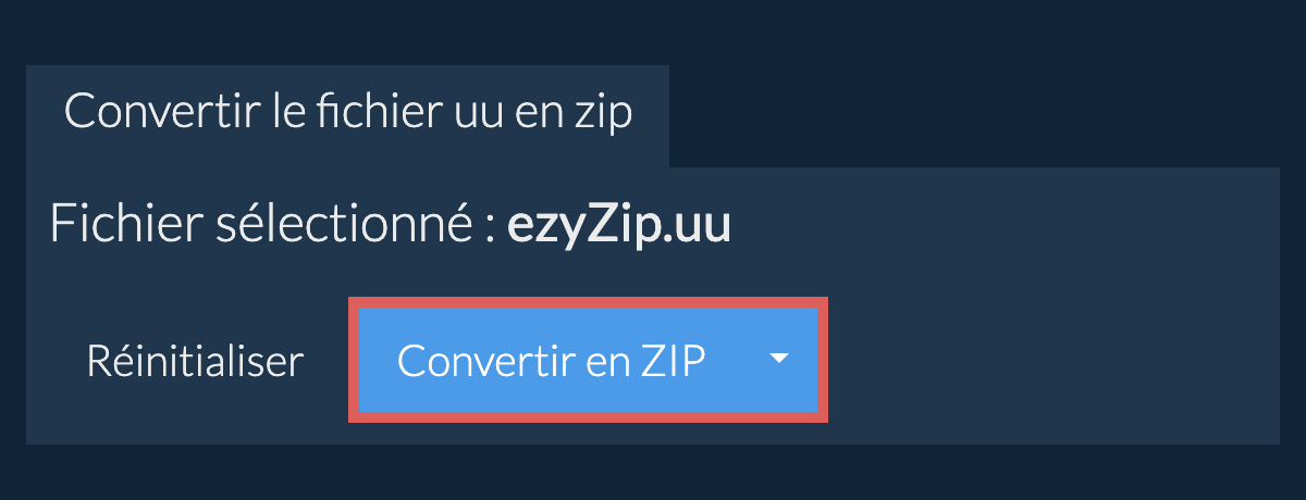 Démarrer la conversion en zip