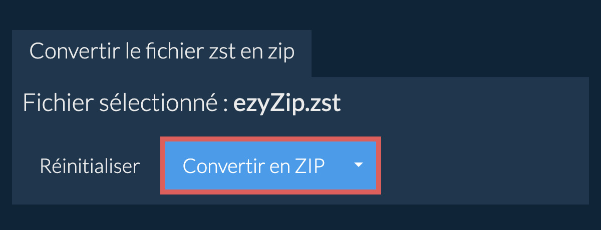 Démarrer la conversion en zip