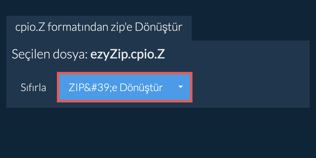 zip dönüşümüne başlayın