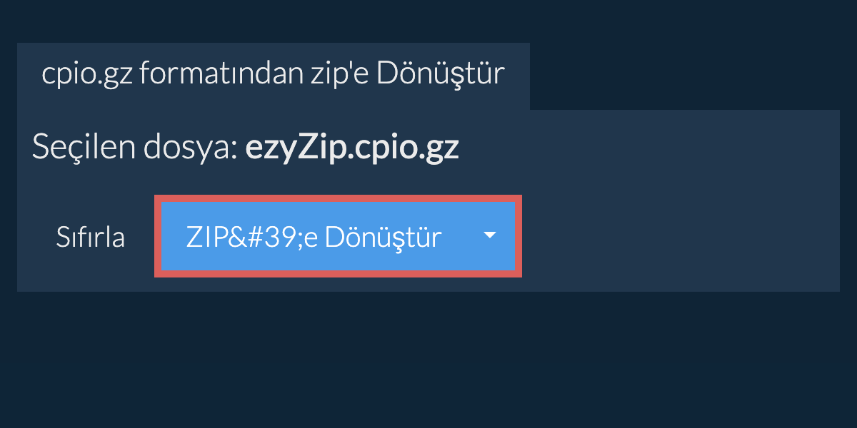 zip dönüşümüne başlayın