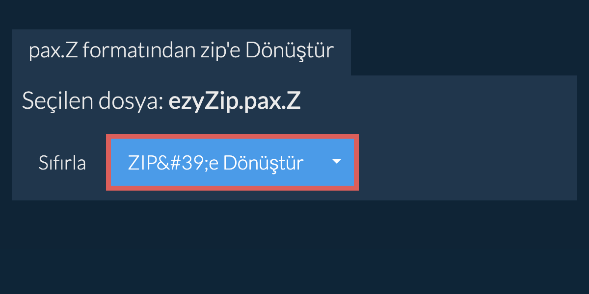 zip dönüşümüne başlayın