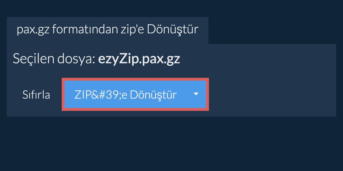 zip dönüşümüne başlayın