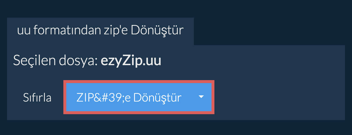 zip dönüşümüne başlayın