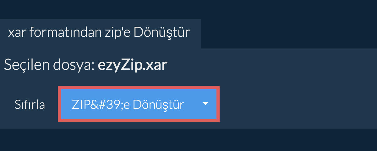 zip dönüşümüne başlayın