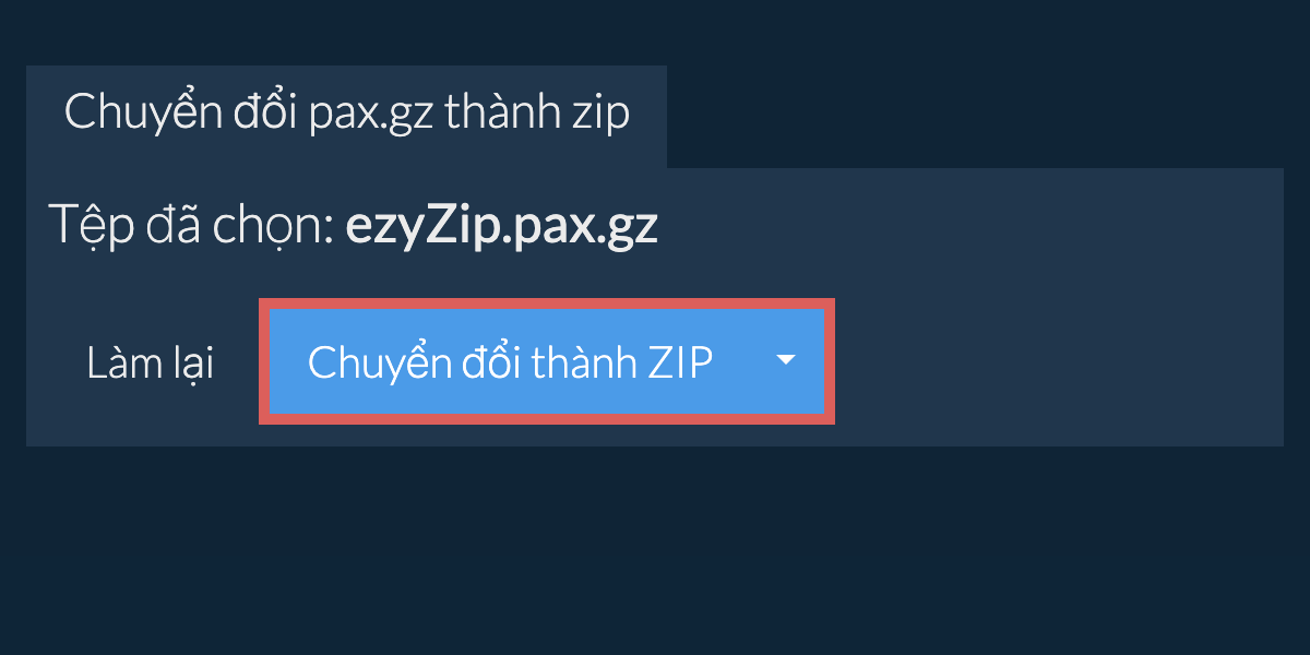 Bắt đầu chuyển đổi thành zip