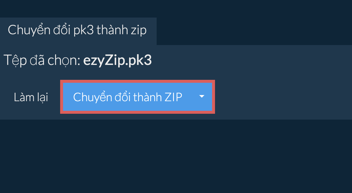 Bắt đầu chuyển đổi thành zip