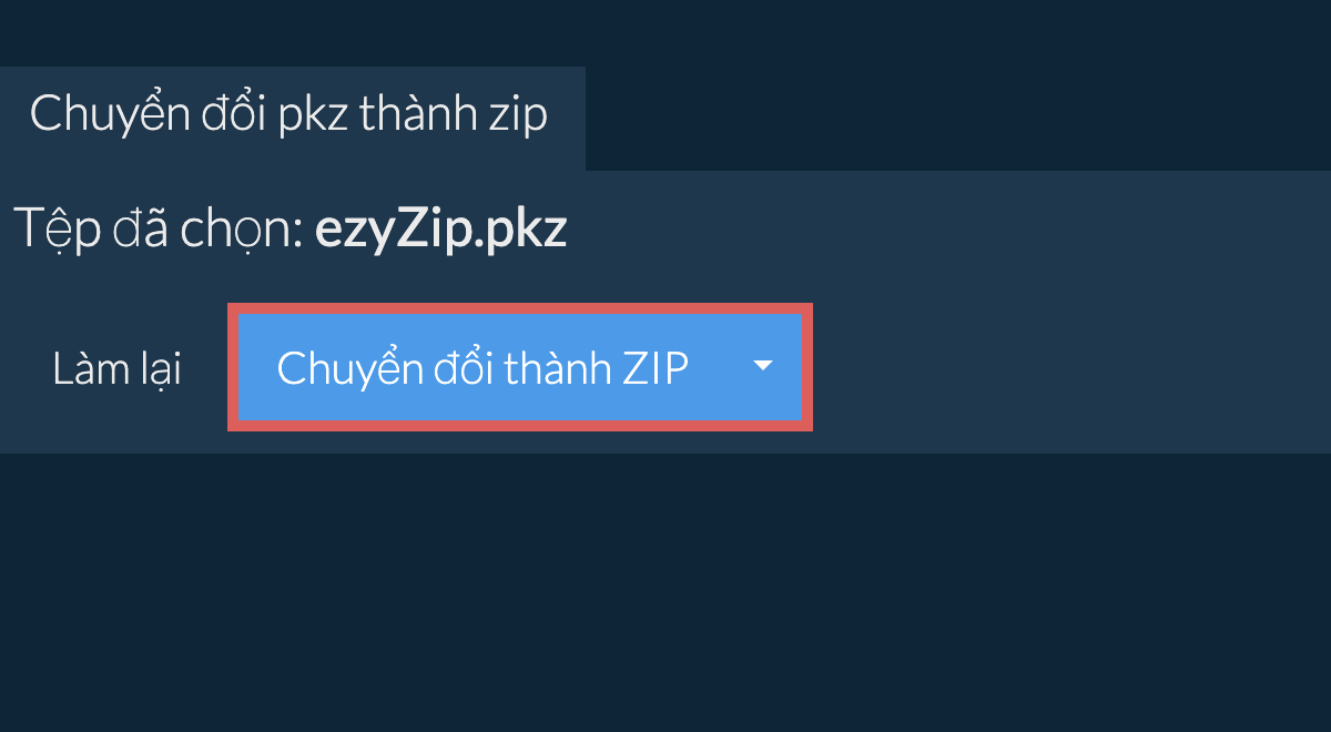 Bắt đầu chuyển đổi thành zip