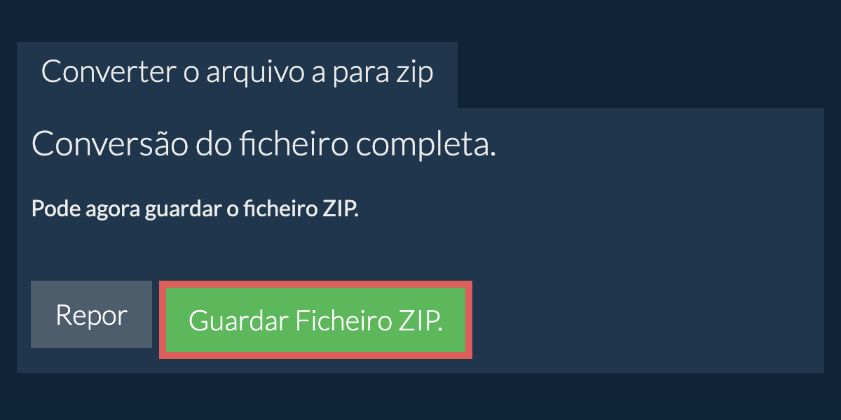 Guardar ficheiro zip