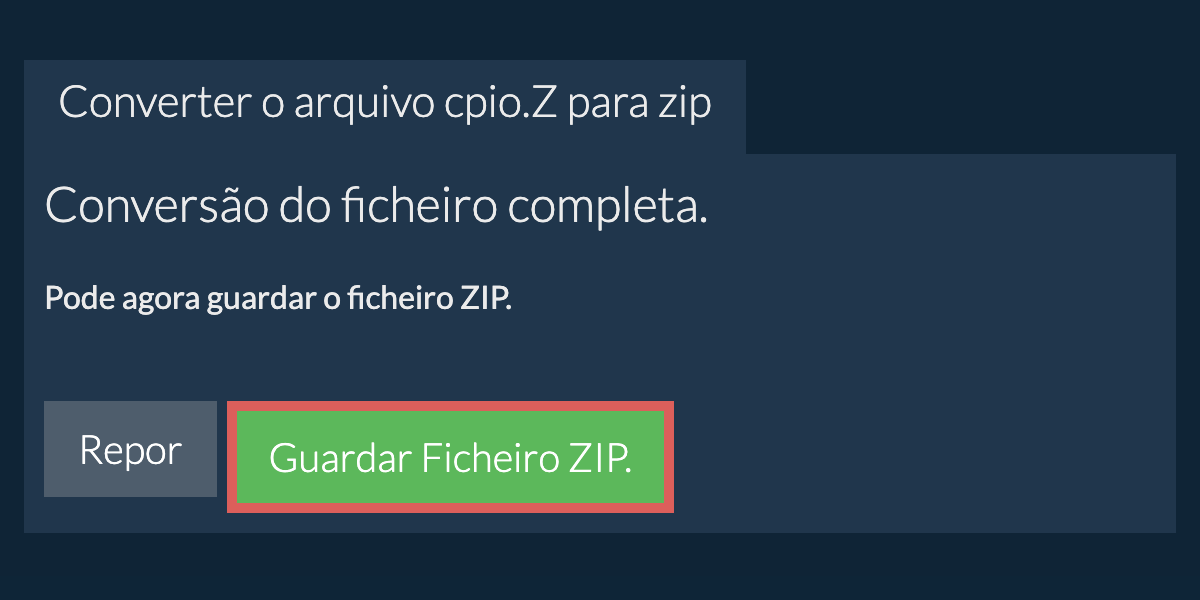 Guardar ficheiro zip