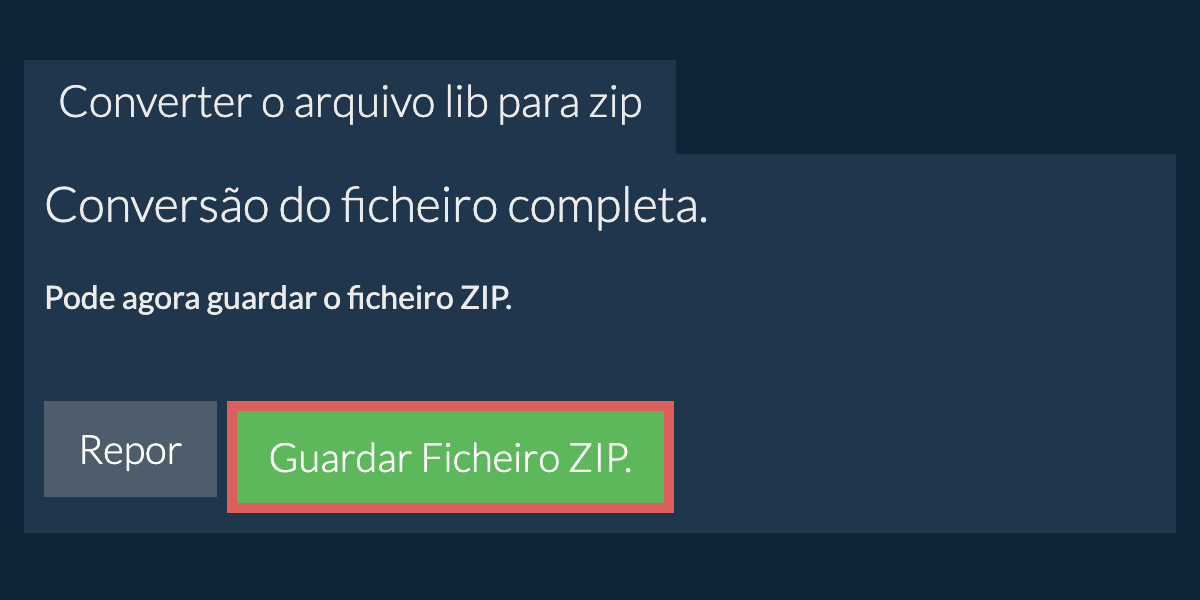 Guardar ficheiro zip