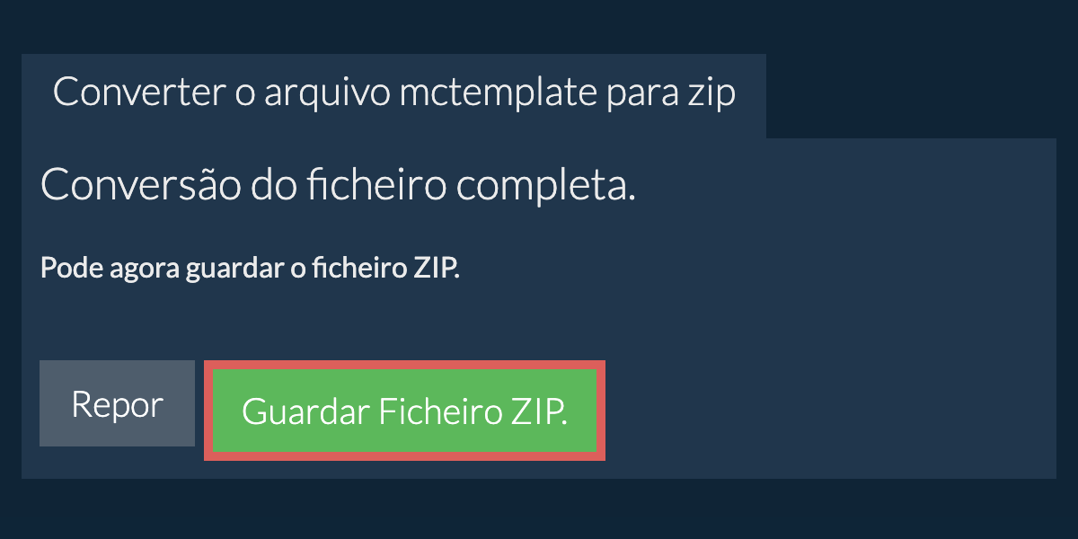 Guardar ficheiro zip