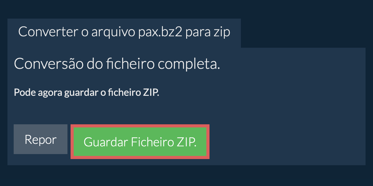 Guardar ficheiro zip