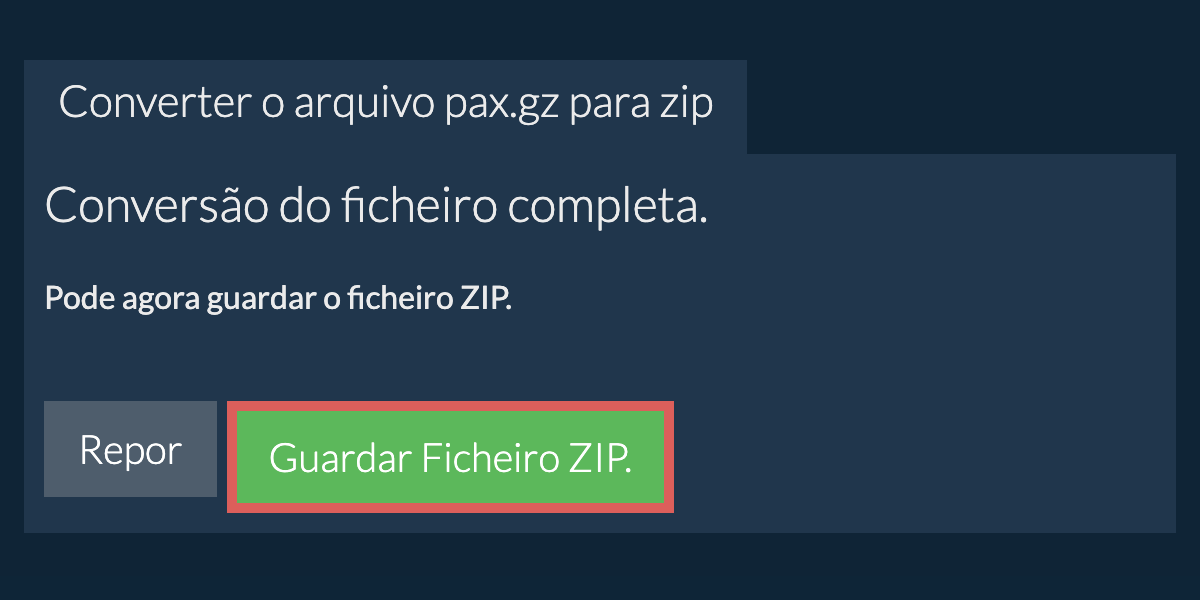 Guardar ficheiro zip