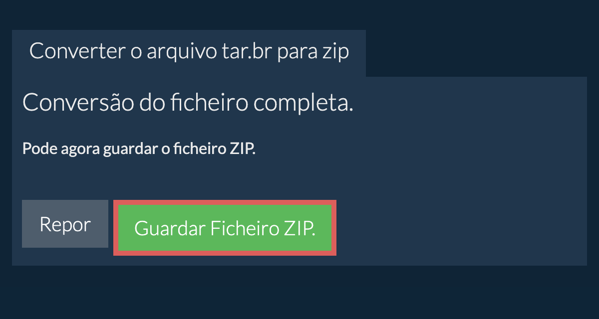 Guardar ficheiro zip