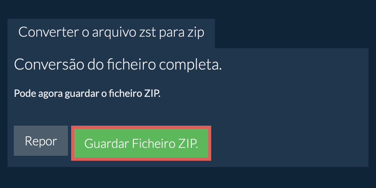 Guardar ficheiro zip