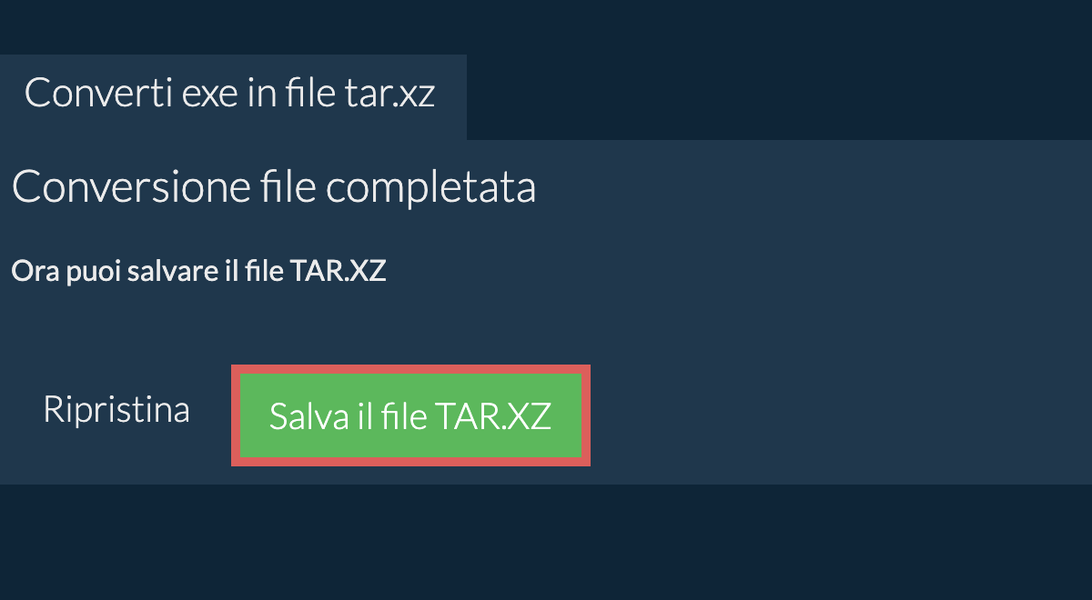 Salva file tar.xz