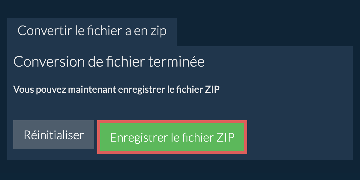 Enregistrer le fichier zip