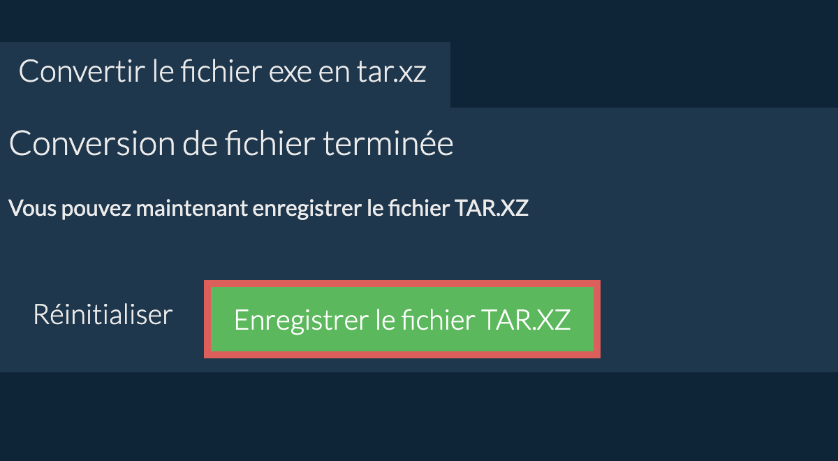 Enregistrer le fichier tar.xz