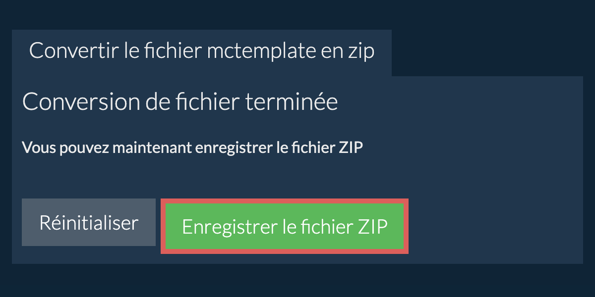 Enregistrer le fichier zip