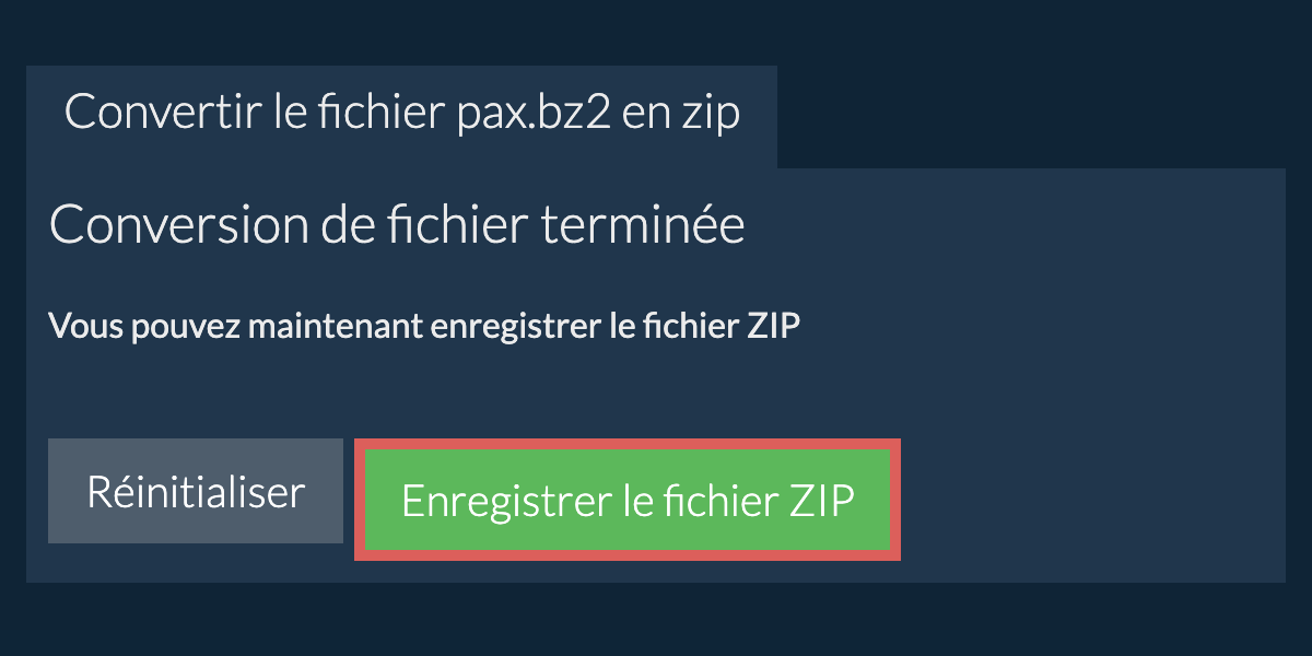 Enregistrer le fichier zip