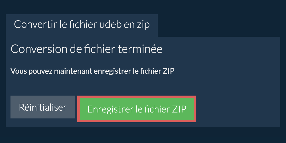 Enregistrer le fichier zip