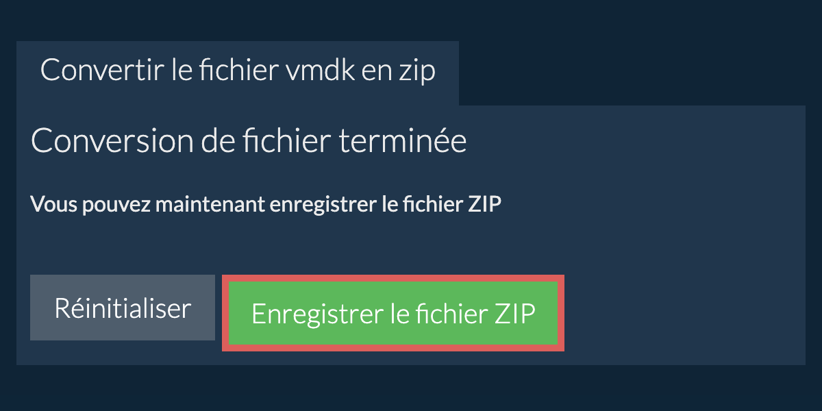 Enregistrer le fichier zip