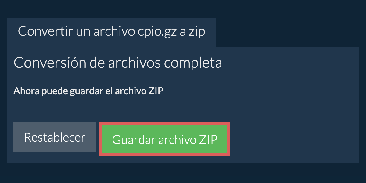 Guardar archivo zip