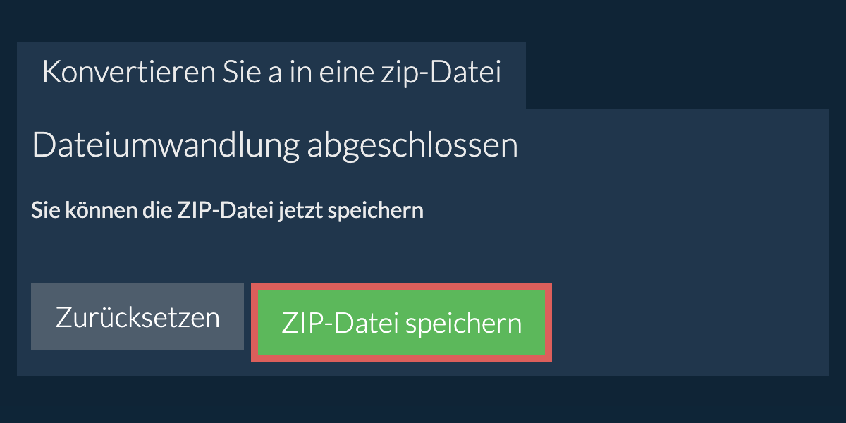 zip Datei speichern