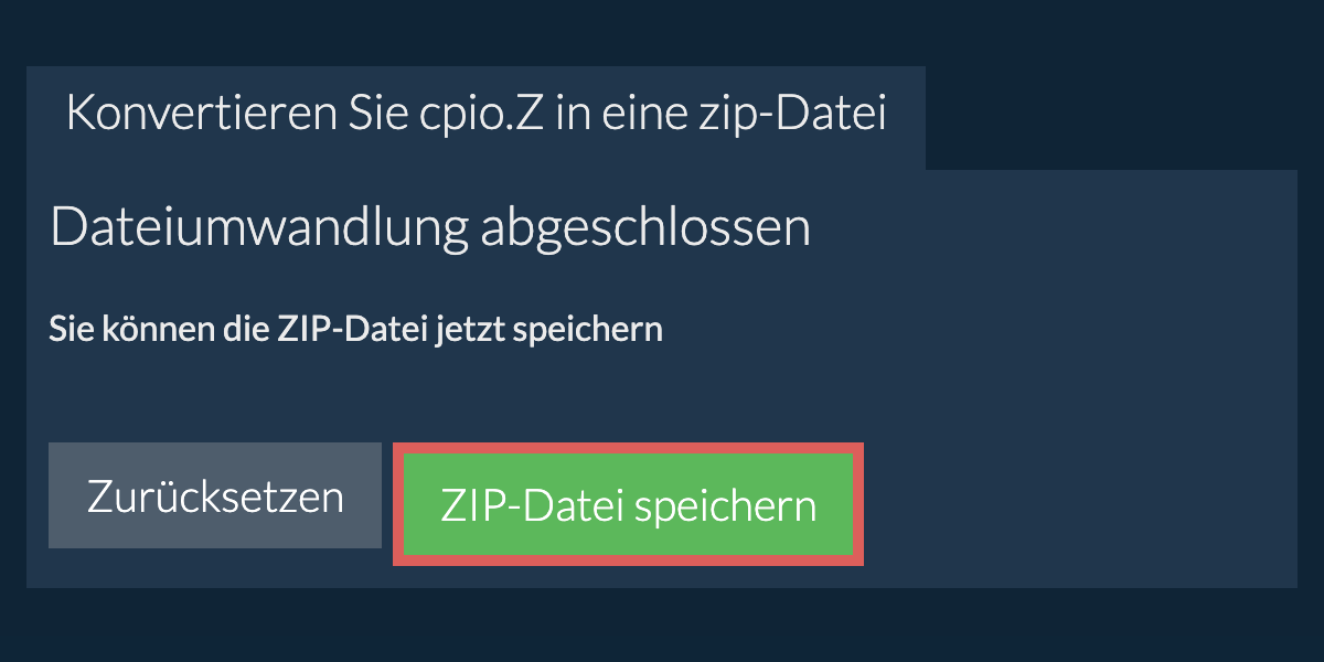 zip Datei speichern